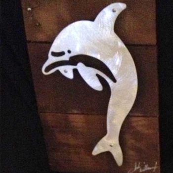Dolphin Metal & Reclaimed Wood Art