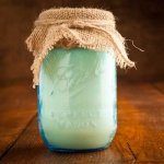 Blue and Burlap Mason Jar Soy Candle