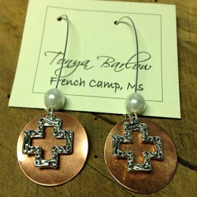 Copper Earrings with Open Cross Copper Earrings with Open Cross