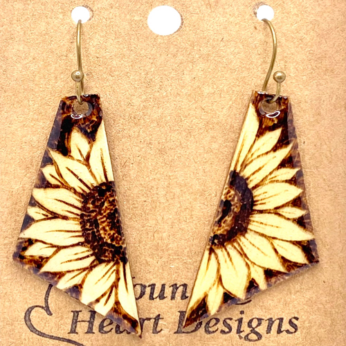 Asymmetrical Wood-Burned Earrings