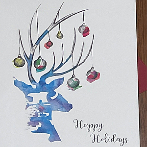 Deer Christmas Card, White Envelope
