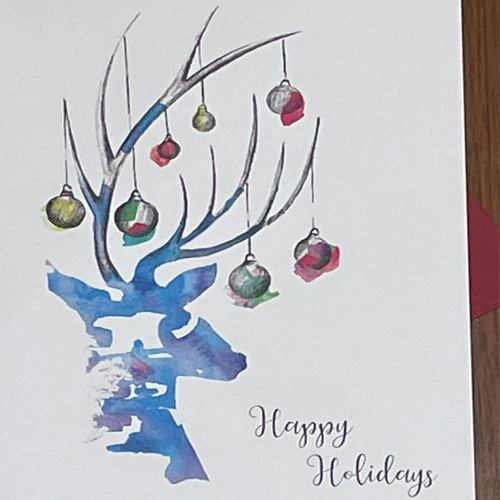 Deer Christmas Card, White Envelope