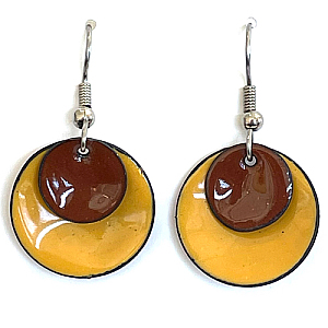 Double Dots Maroon and Yellow Earrings