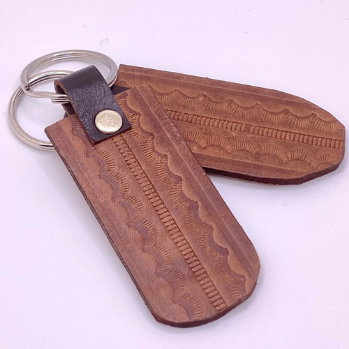 Embossed Light Leather Keychain