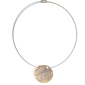 Etched Steel Fused Sterling Silver Necklace