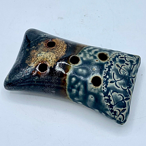 Flower Pillow, Blue Ceramic