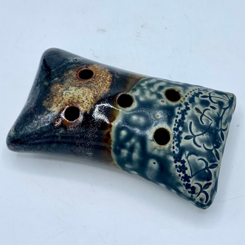 Flower Pillow, Blue Ceramic