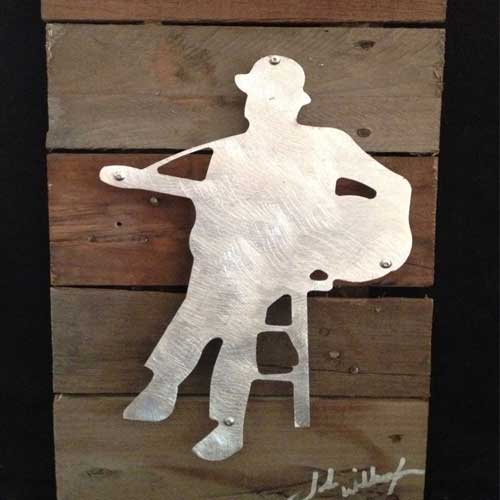 Bluesman 2 Metal & Reclaimed Wood Art