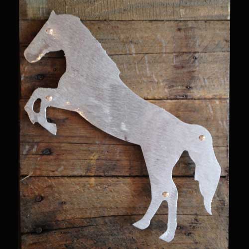 Horse Raring Metal & Reclaimed Wood Art