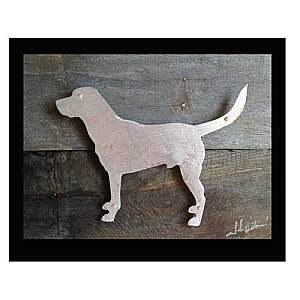 Lab Dog Metal & Reclaimed Wood Art