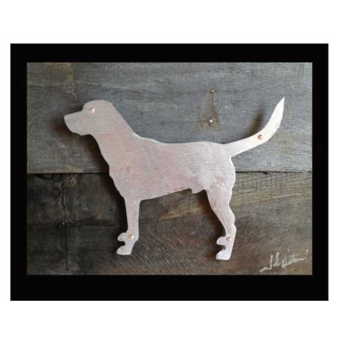 Lab Dog Metal & Reclaimed Wood Art