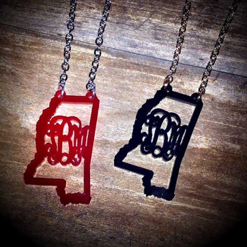 State Necklace, Monogrammed Acrylic