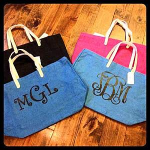 Monogrammed Burlap Bag