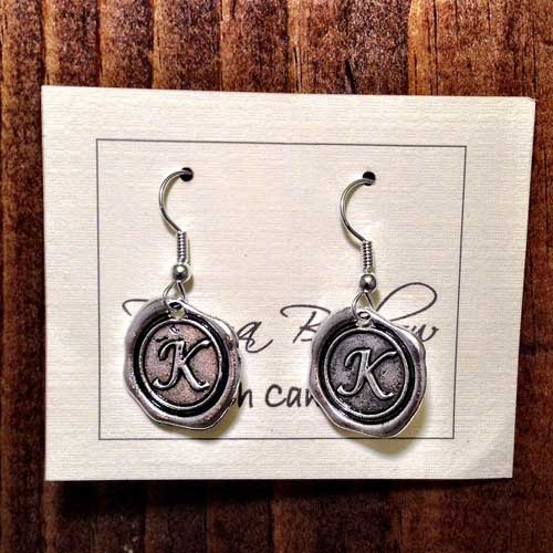 Wax Seal Initial Earrings