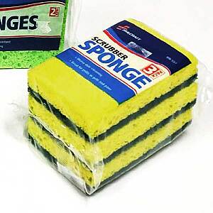 Green Scrubber with Yellow Sponge