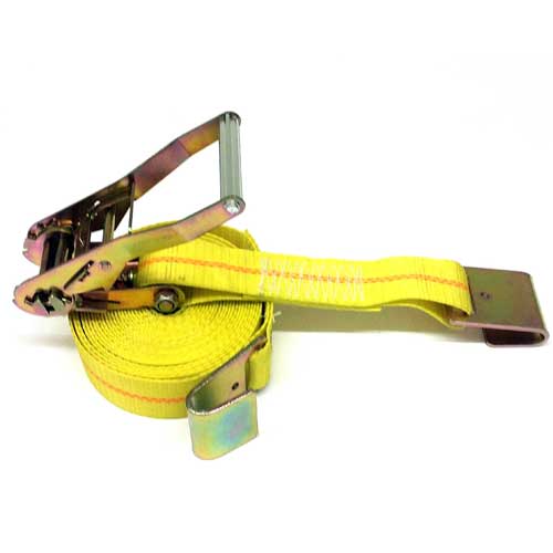 Ratchet Tie Down Strap with Flat Hook, 2", 27 ft., WLL 3300 lbs.