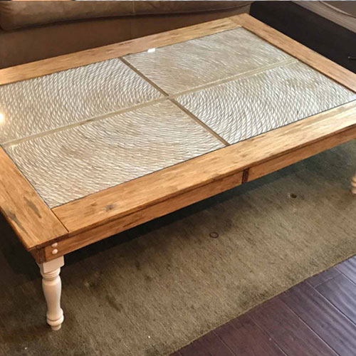 Bamboo Table with Coconut Mosaic Tile Inserts