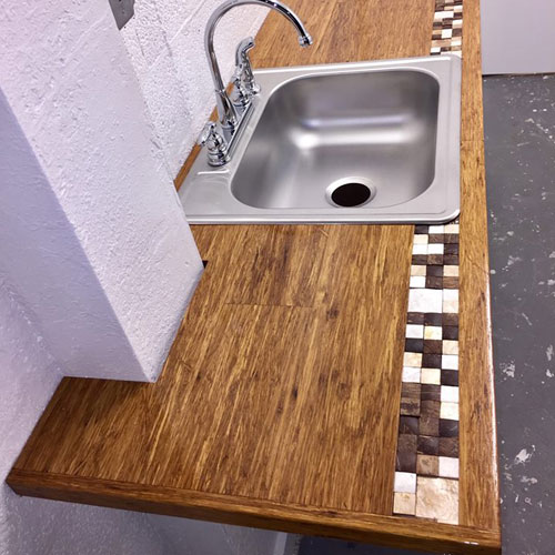 Custom Bamboo Countertop with Tile Inserts