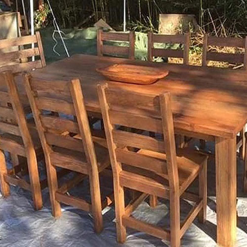 Hickory Farm Table with Ladder-Back Chairs