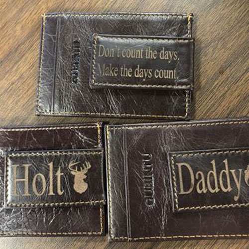 Personalized Leather Card Wallet with Money Clip