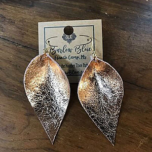 Rose Gold Leather Earrings