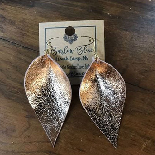 Rose Gold Leather Earrings