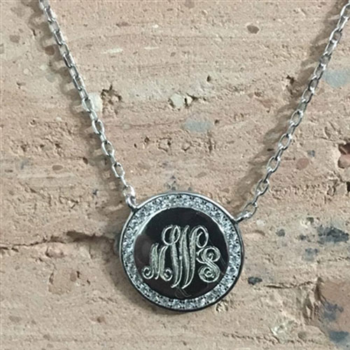 Sterling Silver Cubic Zirconia Monogram Necklace