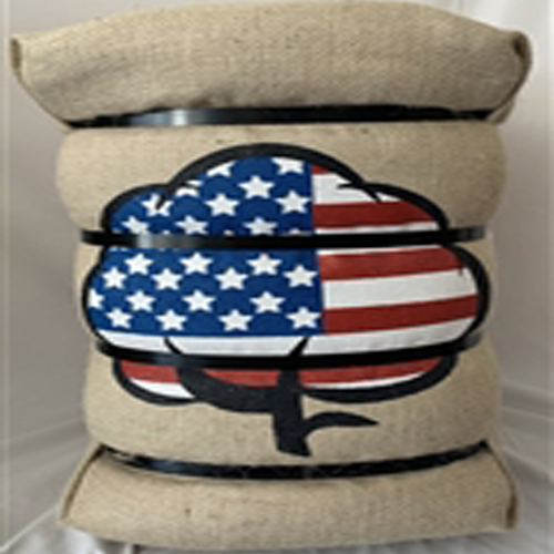 Cotton Bale USA Flag Footstool, 18 Inch
