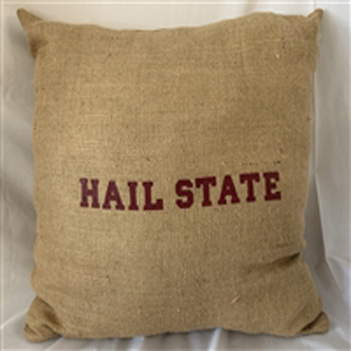 Hail State Square Burlap Pillow